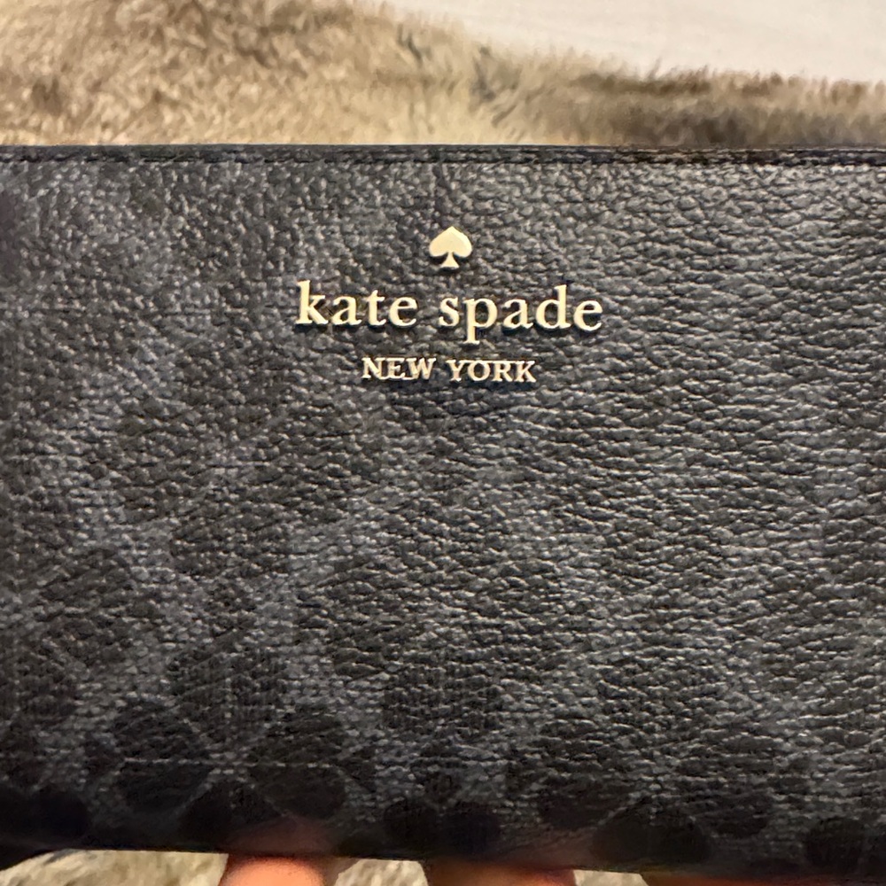 Kate Spade Black Leather Wallet with Gold Details
